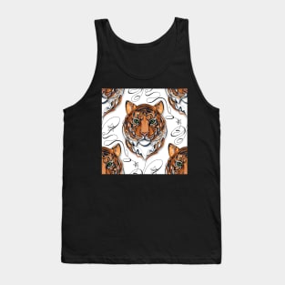 Continuous Line Tiger Portrait. 2022 New Year Symbol by Chinese Horoscope Tank Top